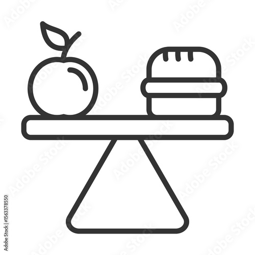 Balanced Diet Icon Outline Style. Vector Illustration Design