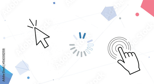 Interactive user interface elements illustrating digital engagement and online connectivity through dynamic visual cues and user actions