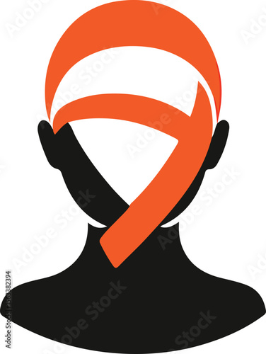Blindfolded Awareness Silhouette – Minimalist Orange Ribbon Vector for Advocacy and Campaign Art