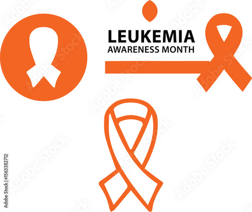 Leukemia Awareness Ribbon Vector – Bold Minimalist Orange Design for Health Campaigns and Support Initiatives