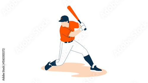 Dynamic Baseball Action: A dynamic illustration captures a baseball player mid-swing, showcasing the power and precision of a classic American sport.