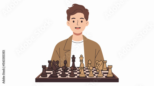 Chess Game Intellectual: A young individual engages in a chess game, a strategy sport, emphasizing problem-solving and the joy of recreational competition.