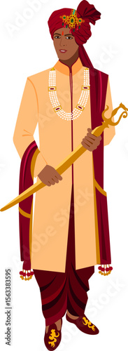 Indian man groom with  sword