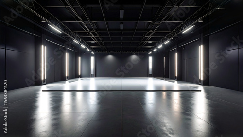 Industrial Elegance: Contemporary Warehouse Interior with Lighting