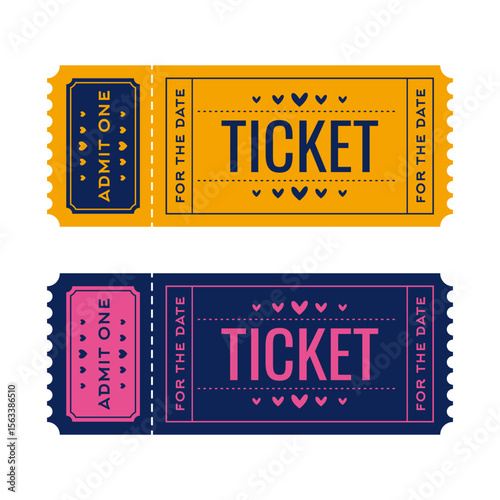 Love Coupon. Free kiss. Kiss ticket. Romantic game for lovers. Cute vector ticket for date