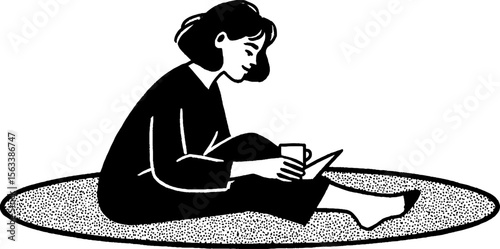 Person sketching diagrams while sitting on a rug