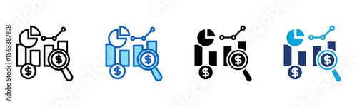 Financial Analytics icon Multi Style Vector Illustration