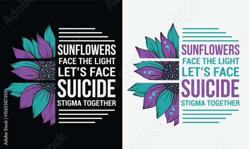 Suicide prevention awareness design for t-shirt, bags, mugs, stickers, banner, poster, icon, logo etc. Fully Editable Print Ready Template - Vector.