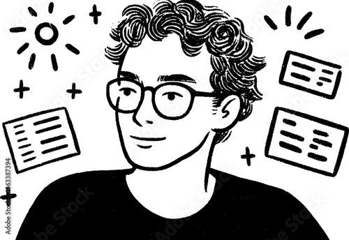 Software engineer reviewing architecture in hand drawn sketch for design and conceptual projects