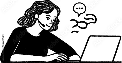 Sketch of a ux researcher conducting remote user testing for digital design projects