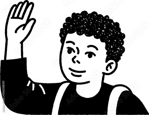 Young student eager to answer in classroom setting