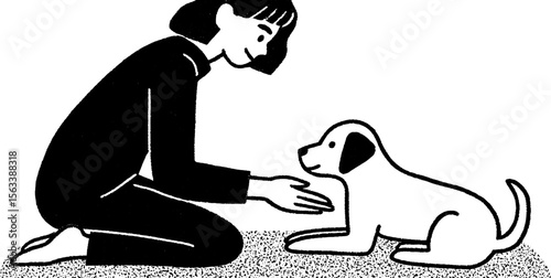 Young person training a dog with hand signals for obedience coaching
