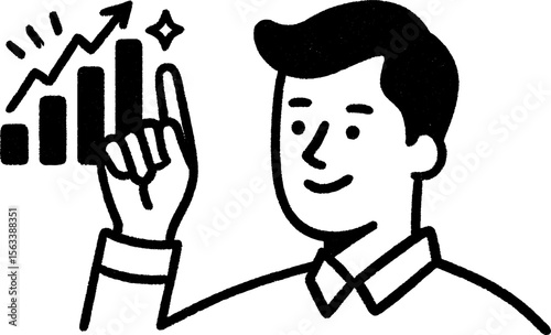 Business advisor illustrating growth concept with hand drawn bar chart