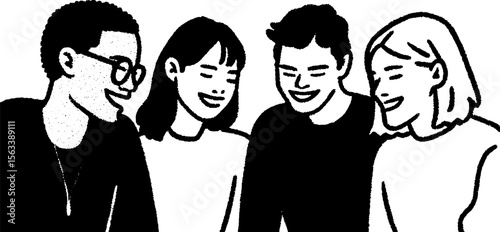 Joyful classmates laughing together during group activity