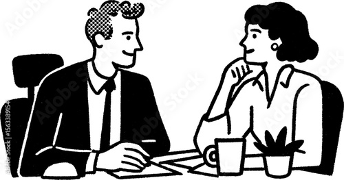 Business meeting concept: clients discussing mortgage terms