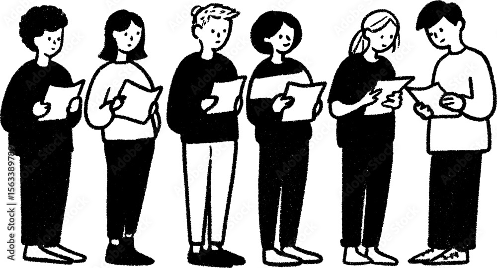 Friends rehearsing lines for a small play