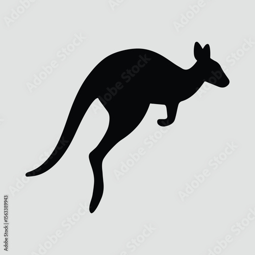 Silhouette kangaroo hopping black and white wild animal vector illustration