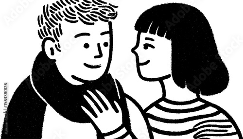 Warmth and care: a tender moment captured in a sketch