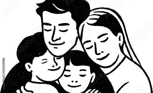 Family reunion celebration: parents embracing children with love