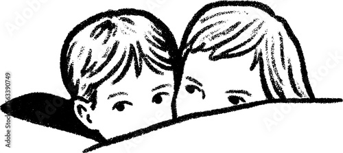 Whispering siblings under blanket - secret sharing moment