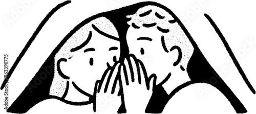 Childhood secrets: siblings whispering under a blanket