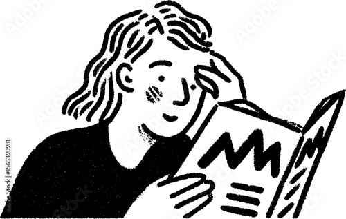 Analyzing news for investment decisions with hand-drawn crayon sketch