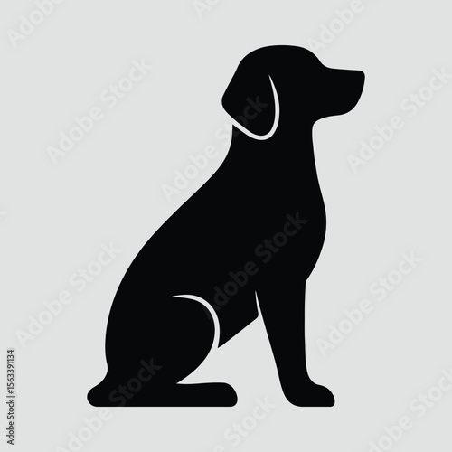 Silhouette labrador dog sitting isolated side view vector illustration