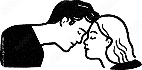 Romantic gesture: sketch of a couple in an intimate moment for romantic themes