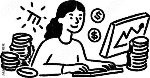 Managing multiple passive income streams concept with coins and graph