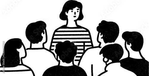 Public speaking practice sketch featuring a group of listeners