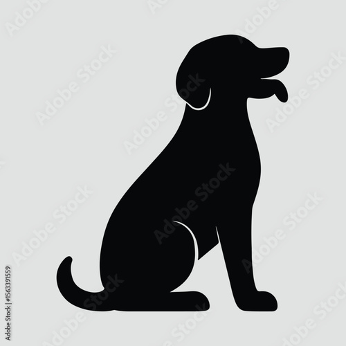 Silhouette labrador dog sitting vector illustration