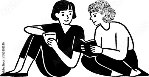 Friends doodling together and conversing over notes
