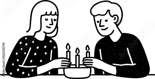 Togetherness ritual: two people lighting candles for contemplation and celebration