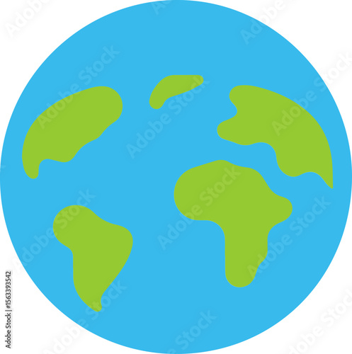 Flat Globe Earth Icon with Continents