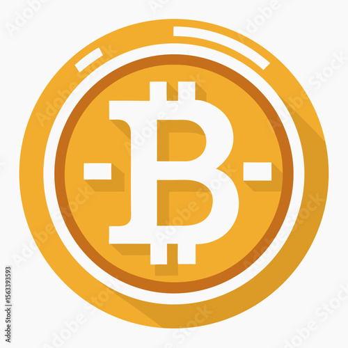 Vector illustration with bitcoin logo in a golden token.