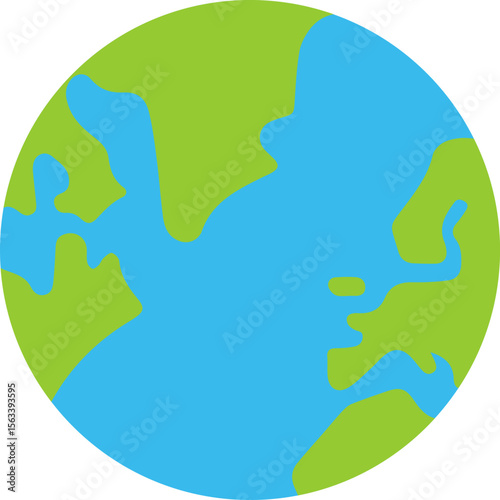 Flat Globe Earth Icon with Continents