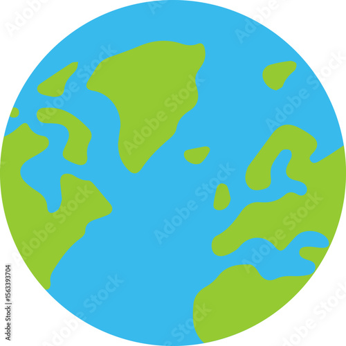 Flat Globe Earth Icon with Continents