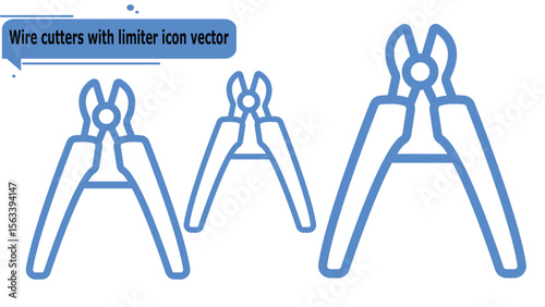  Wire cutters with limiter icon vector