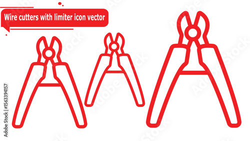  Wire cutters with limiter icon vector