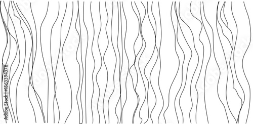 Abstract Wavy Line Hand drawn waves Pattern. Monochrome Flowing Stripes Background. Seamless wallpaper on horizontally surface. Stripe texture with many lines. Line art. 