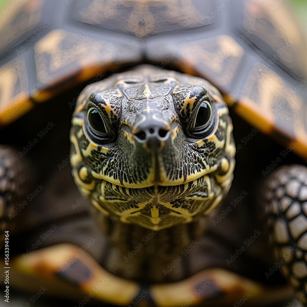 Obraz premium Curious Sea Turtle in Focus