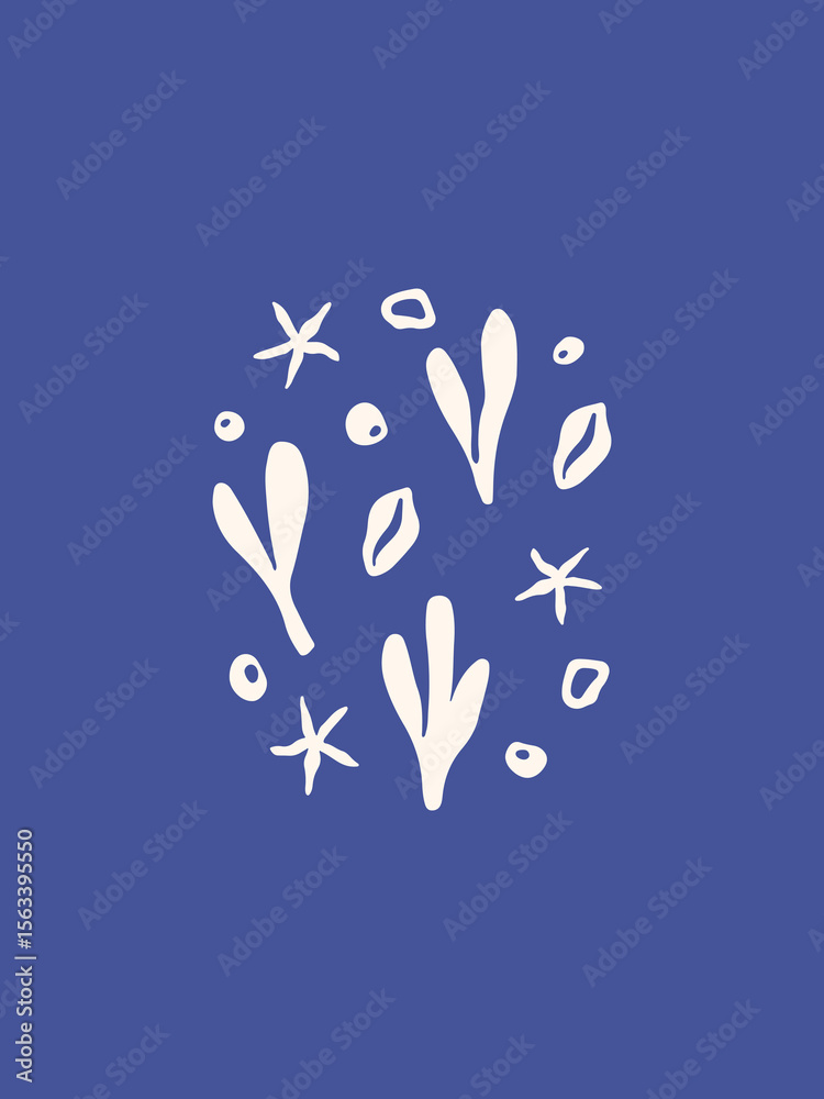 Obraz premium Hand drawn coastal poster with coral
