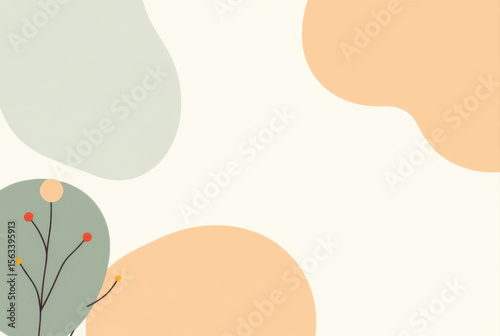 Abstract background featuring soft organic shapes and delicate botanical accents