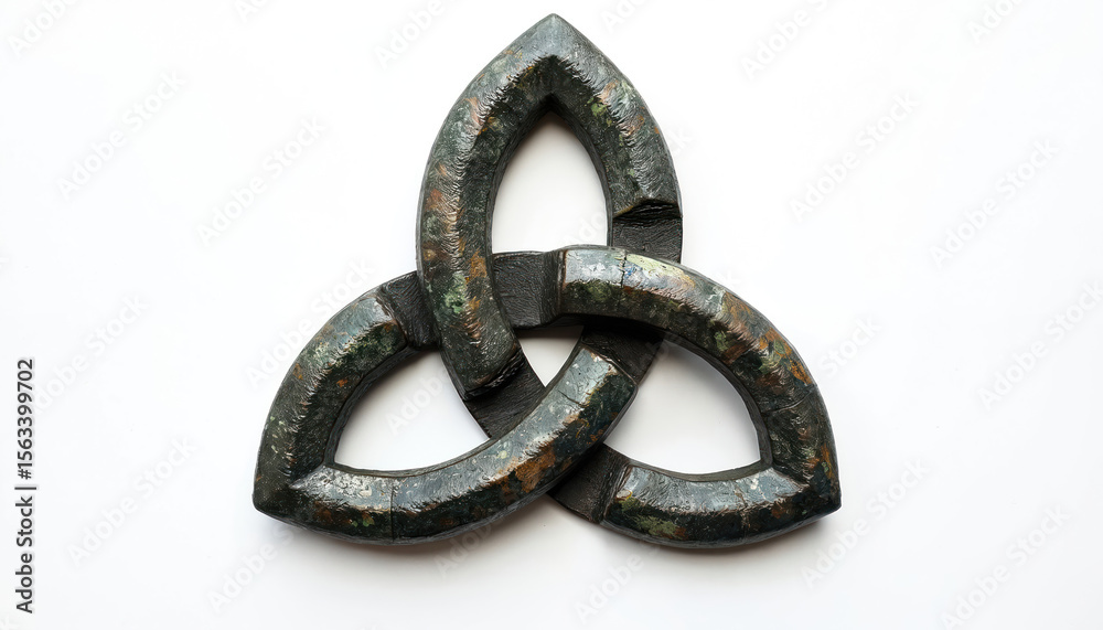 Isolated triquetra symbol on white background. Trinity or trefoil knot Celtic symbol of eternity. This ancient design represents interconnectedness, eternity, and the sacred in various cultures. Isolated triquetra symbol on white background. Trinity or trefoil knot Celtic symbol of eternity. This ancient design represents interconnectedness, eternity, and the sacred in various cultures.