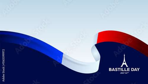 Happy bastille day background, banner of 14 july french national holiday with copy space