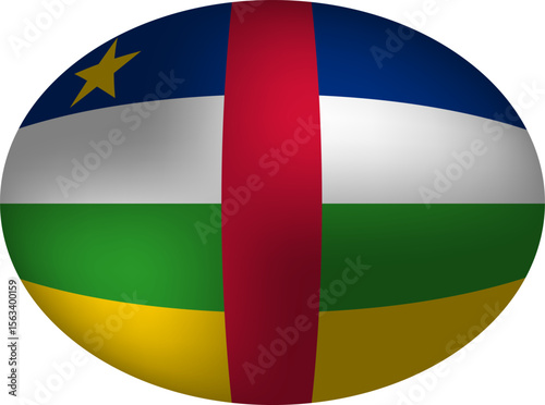Central African Republic Flag Vector - Glossy Oval Icon.eps