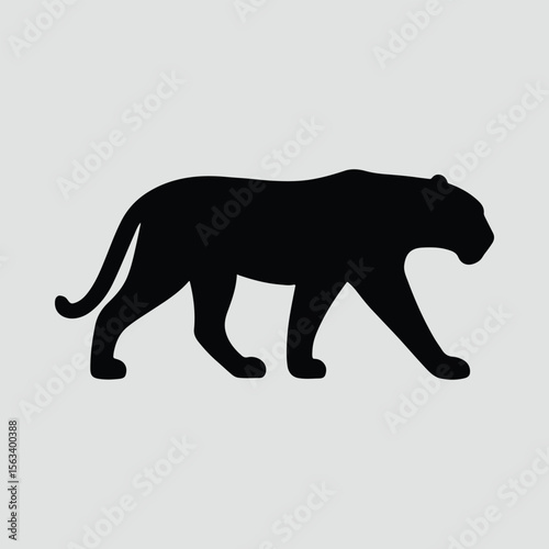 Silhouette of a sleek black panther walking vector illustration