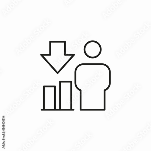 person downward trend icon sign vector