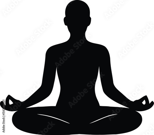 Yoga pose silhouette in lotus position. Ideal for wellness, meditation, or calm concepts.
