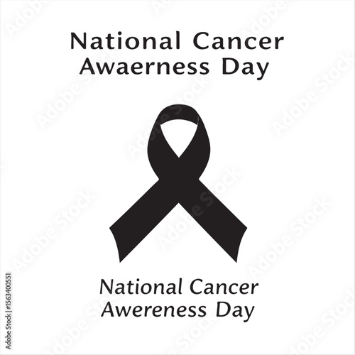 National Cancer Awareness Day vector graphic  black and white origami style silhouette. The image conveys elegance and timelessness through precise geometric folds and a clean white background. 